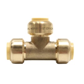 (Pack of 2) EFIELD Höger 1/2 Inch Tee Push-Fit Fitting to Connect Pex, Copper, CPVC, No-Lead Brass-2 Pieces