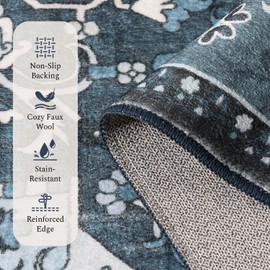 Rugflix 2x3 Washable Entryway Rug with Rubber Backing, Front Door Mat Low-Profile Soft Absorbent, Entrance Small Area Rugs for Indoor Outdoor Bathroom Kitchen, Dark Navy Blue