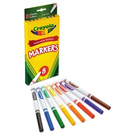 Crayola 587709 Non-Washable Markers, Fine Point, Classic Colors, 8/Set