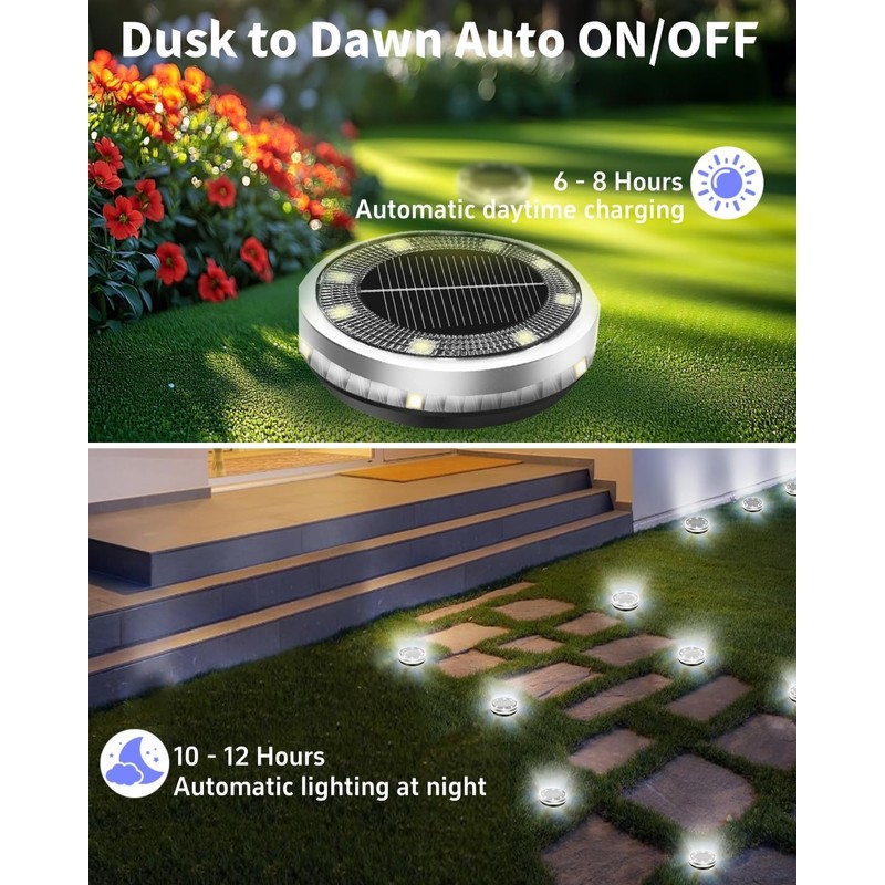 Solar Ground Lights Outdoor 18 Pack Waterproof, Upgraded Solor Garden