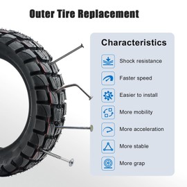 SYACHI 10 x 3 Inch Off Road Tire with Inner Tube Set, Pneumatic 255X80 Non-Slip Wear-Resistant Thick Rubber, Compatible with Zero 10x, Apollo Pro Scooter Tire & Inner Tube 1 Set