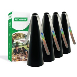 Fly Away - 4 Pack Outdoor Fly Repellent Fan, Outside or Inside Table use, Restaurant, Barbeque, Events, Deter Flies, Wasps, Bees, Other Moscas and Bugs Away, Battery Operated, Tabletop, Hanging Hook.