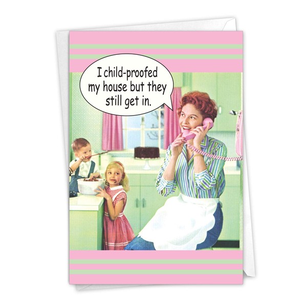 NobleWorks - Happy Mother's Day Card with Envelope - Funny, Retro Greeting Card for Mom, Stepmom - Child Proof 0102