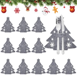 Cutlery Holder Christmas Felt, Pack of 12 Christmas Decoration Felt Cutlery Holder, Christmas Cutlery Bags, Christmas Dining Table Decoration, Christmas Tree Cutlery Holder, Christmas Cutlery Holder
