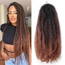Marley Twist Braiding Hair 18 Inch 8 Packs – Long-Lasting Marley Hair, Fluffy&Tangle-Free Cuban Twist Hair for Braiding, Natural Look Synthetic Spring Afro Kinky Twist Hair Extensions (1B/4/30)