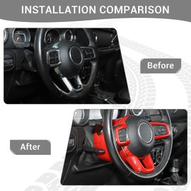 PDKLIN for Jeep JL Red Steering Wheel Trim Kit for Jeep Wrangler JL JLU 2018 up for Gladiator JT 2020 up Red Interior Accessories 7pcs