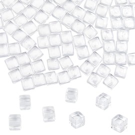 CRASPIRE 400Pcs Clear Plastic Cubes Transparent Gem Blocks Square Faux Ice Cubes for Fish Tank Desktop Wine Accessories Decoration Plastic Ice Cubes Handwork DIY Minihouse Accessories