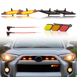 BreTrewri 4pcs Amber Led Grill Lights for 2014-2019 Toyota 4runner TRD Pro SR5 Off-Road Limited Grille Grills Light, Raptor Lights for 4Runner TRD Pro 2020-2024 only 1pc 4runner Grills Emblems