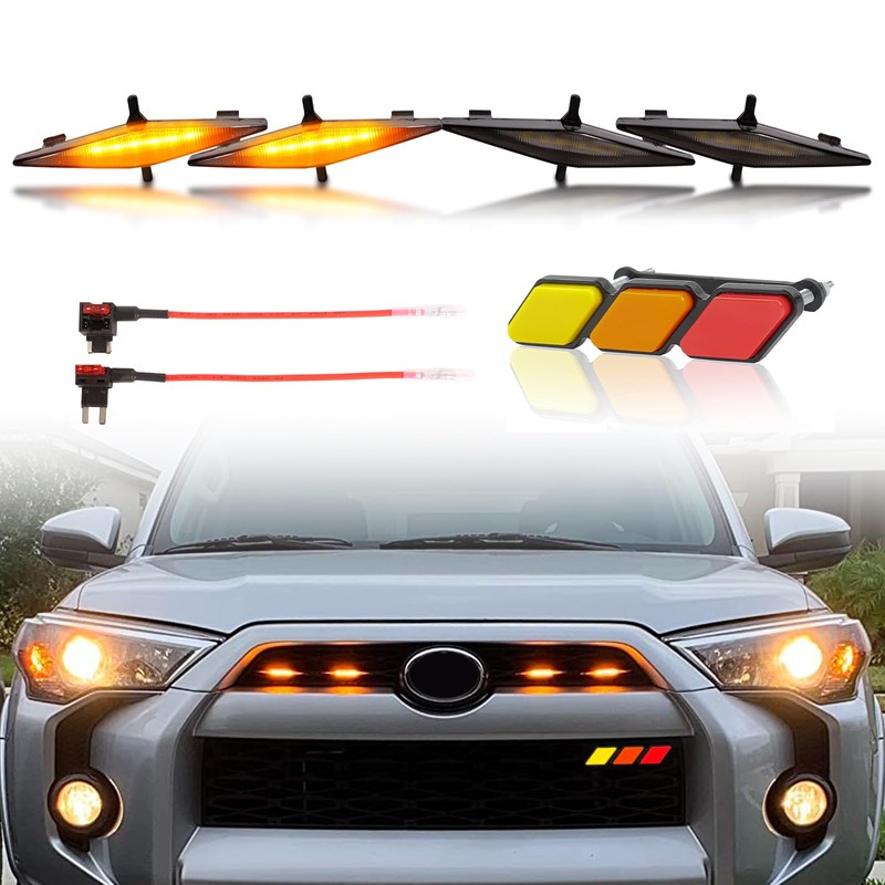 BreTrewri 4pcs Amber Led Grill Lights for 2014-2019 Toyota 4runner