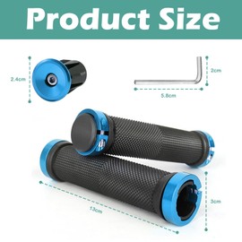 YTOOK Ergonomic Bicycle Grips, Non-Slip and Wear-resistant Handlebar Grips with Aluminium Alloy Grip Stopper for MTB, BMX (Blue)