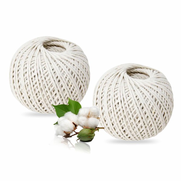 Twine String Recycled Cotton String Ball Butchers Twine String Kitchen Meat String Balls Gardening Home Decorations Wall Hanging DIY Art And Craft Projects Office Postage Needs Durable 40m (Pack Of 2)