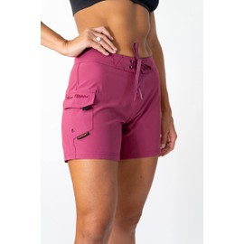 Maui Rippers Pantalones cortos de natación elásticos en 4 direcciones para mujer de 5 pulgadas, Desert Rose, 14