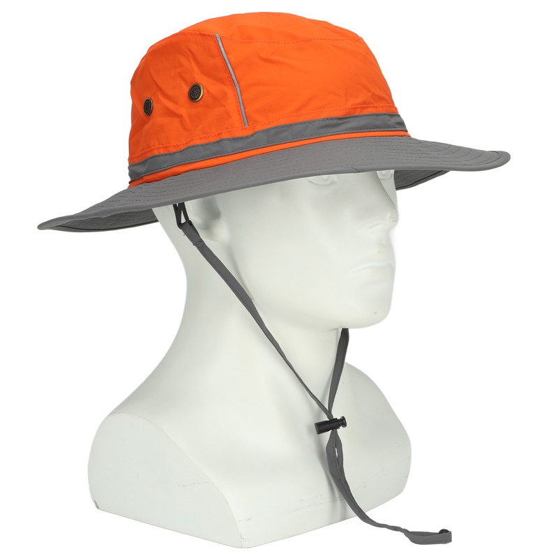 UPF50+ Fishing Hat with Reflective Strip Mesh Vents Adjustable Wide