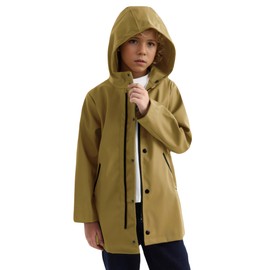 maoo garden Boys Waterproof Raincoat Hooded PU Lightweight Rain Jacket Anorak Outwear Windbreaker 2111 Yellow 9-10Y