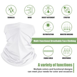 Geyoga 6 Pieces Summer UV Protection Cooling Neck Gaiter Face Clothing Neck Gaiter Mask Scarf Sunscreen Breathable Bandana(White)