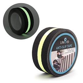 Anti Slip Traction Tape with Glow in Dark Green Stripe, 2 Inch x 15 Foot - Best Grip, Friction, Abrasive Adhesive for Stairs, Tread Step, Indoor, Outdoor, Black (2 inch X 15 feet Tape)