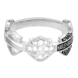Harley-Davidson Women's Ring, Multi Bar & Shield Logo Band, Silver HDR0227 (5)