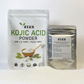 iFEiER Pure Kojic Acid Powder 240g(8.47oz) for Skincare Products and Homemade Cosmetics. Natural and Organic bulk packing Kojic Acid Dipalmitate Powder for DIY lotions | creams | serums | soaps