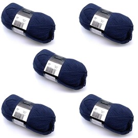 Pack of 5 x 100g Balls Chunky Wool - Navy