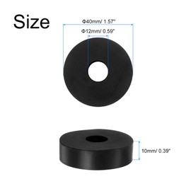 QUARKZMAN Rubber Washers Rubber Spacers Rubber Rings 40 mm Outer Diameter x 12 mm Inner Diameter x 10 mm Height, Round Thick Rubber Discs Anti Vibration Spacers, Pack of 8