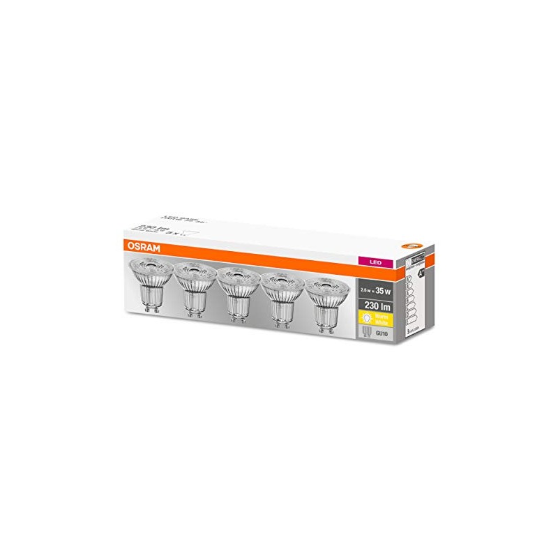 Osram LED Base PAR16, Socket: GU10, Non-Dimmable, Warm White, Replaces