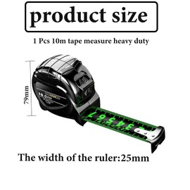 Fluorescent Tape Measure 10 Metre/32.8ft,25mm Waterproof Width General Builders Tape Measure Portability Retractable Height Measuring Device Fixed Hook Heavy Duty For Height Measurement Industrial