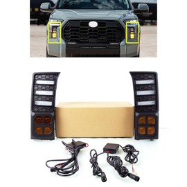 LED Front Bumper Fog Lights DRL Fit For 2022-2025 Toyota Tundra Daytime Running Light With Amber Turn Signal Driving Lamp Tundra Accessories
