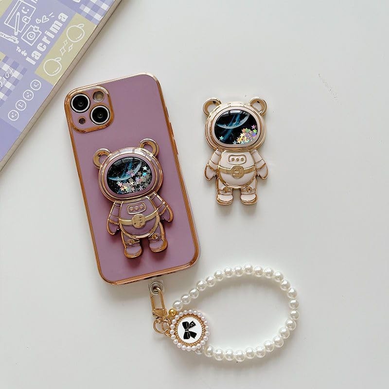 Black Cute Phone Stand Holder,Cell Phone Hidden Kickstand for Desk,Astronaut