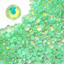 Meibite F Green Flatback Rhinestones, Glass Rhinestones for Nail Art and Craft, Glue Fix, Loose Crystal Gemstones(F Green, SS30, 288pcs, 6.4-6.6mm)