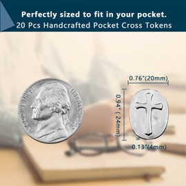Gaberic 20 Pcs Pocket Cross Coins - 2 Sided Crosses Token - Good Luck Charms - Pocket Crosses Metal - Christian Coins Tokens - Faith Pocket Token - Small Cross - Catholic Gifts(Silver)