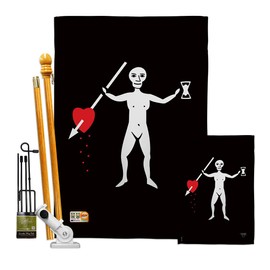 Breeze Decor Pirate John Phillips Garden House Flags Kit Coastal Ship Skull Treasure Map Carribean Jolly Blackbeard Jack Small Decorative Gift Yard Banner Made in USA 28 X 40