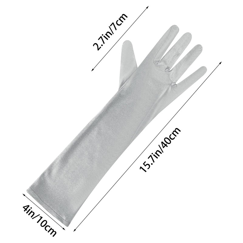 Lystaii Long Opera Party 20s Satin Gloves Stretchy Elbow Length