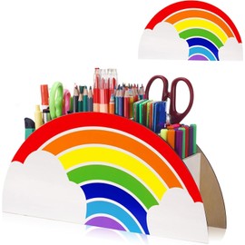 Jiahuade Pen Holder Children's Rainbow, Desk Office Organiser, Pen Holder Desk, Pen Organiser Wood, Table Organiser, Rainbow Organiser, Desk Organiser Rainbow