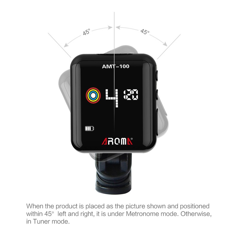 AROMA AMT-100 2 in 1 Rechargeable Rotatable Clip-on Electronic Tuner