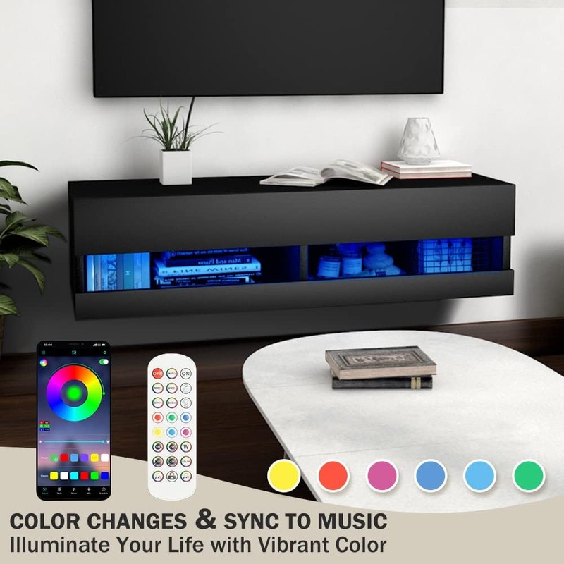 HIDODO Floating TV Shelf Wall Mounted TV Stand, Floating Entertainment