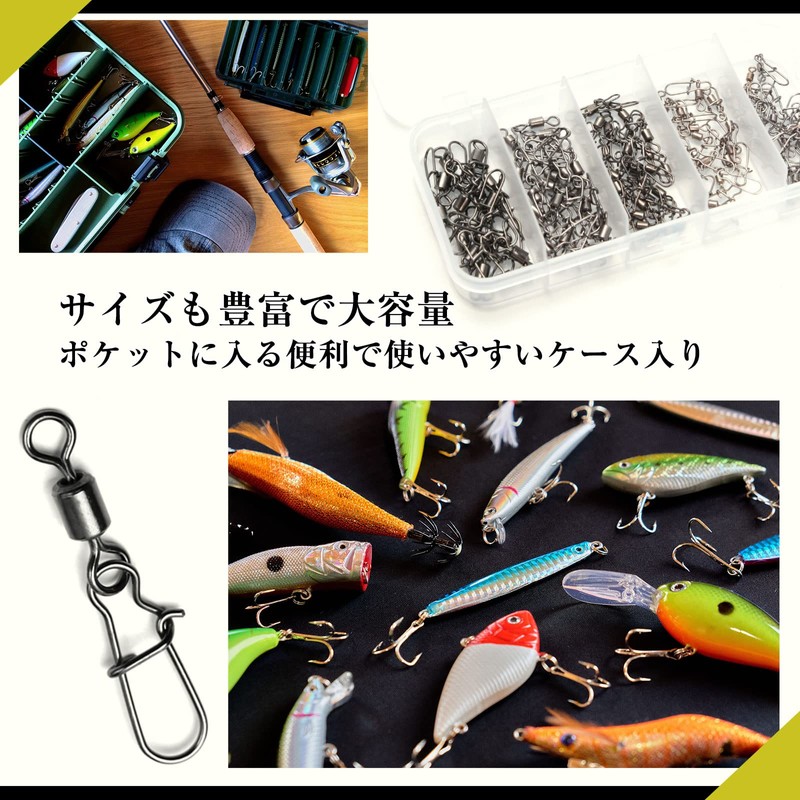 Fishing Lure, Snap Swivels Set, Case Included, Various Sizes, All