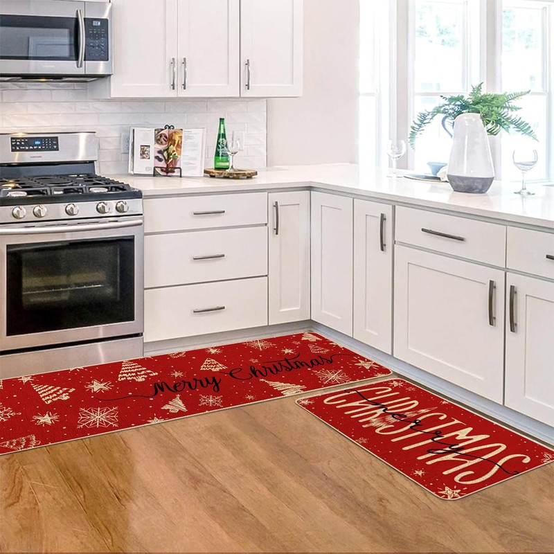 Christmas Kitchen Mat Set of 2, Home for Decor Door