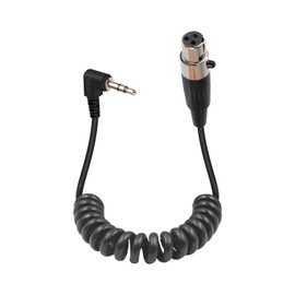 GELRHONR Right Angle 3-Pin Mini XLR to 3.5 mm Coiled Cable 48 cm, Mini XLR Female Replacement Spring Cable, 3.5 mm TRS to Mini XLR Stereo Audio Jack Cable