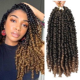 FFDDear 18 Inch Pre-twisted Passion Twist Crochet Hair 8 Packs Pre-Looped Passion Twist Braiding Synthetic Hair for Black Women Fiber Fluffy Curly Twist Braiding Hair Extensions(18 Inch T27)