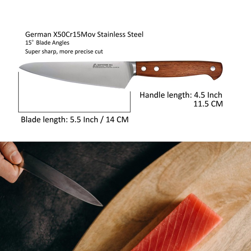 MATTSTONE HILL Utility Knife 5.5 Inch - Small Kitchen Compact
