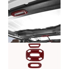 Savadicar Red Carbon Fiber Interior Accessories - Dome Light Trim Set for 2018-2023 Jeep Wrangler JL JLU 4XE & Gladiator JT - Premium Texture Interior Decor Upgrade Option, 3-Piece