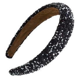 scicent Hair Bands Fashion Rhinestone Headband Headwear Hair Bands Beads Crystal Gemstones Glitter Diamond Thick Bling Headband Styling Accessories for Women Bridal Wedding - 25427