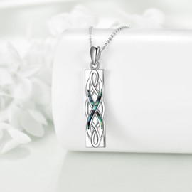 DAYLINLOVE Celtic Knot Necklace 925 Sterling Silver Irish Celtic Knot Created Abalone Shell Pendant For Women Men