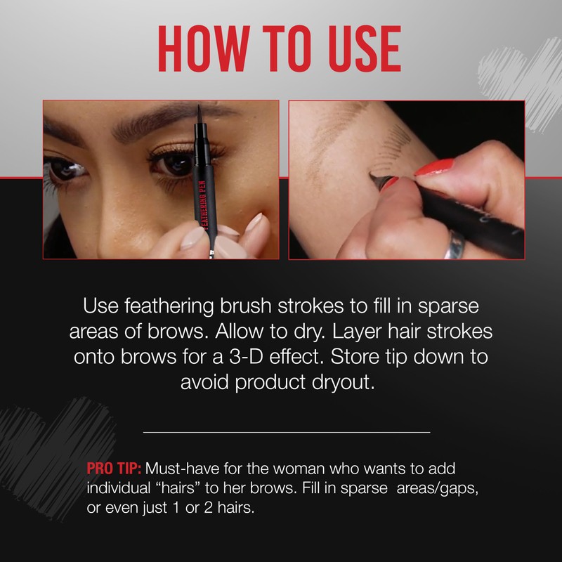 Ardell Beauty Stroke a Brow Feathering Pen, Dark Brown, 1-pack