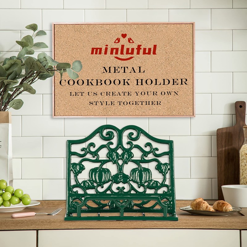 Vintage Cookbook Stand, Durable Wrought Cast Iron Recipe Book Holder