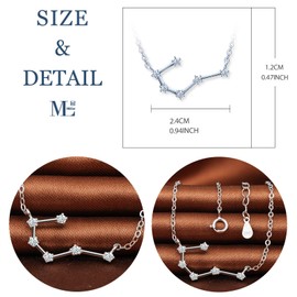 MicLee Women's 925 Sterling Silver Cubic Zirconia Necklace 12 Constellations Zodiac Sign Pendant Silver Chain with Gift Bag Super Gift for Couples Mother Daughter, Silver, Cubic Zirconia