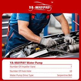 YA-MAYPAY Water Pump for Honda Accord Civic CR-V Crosstour,for Acura ILX TSX,L4 2.4L 19200-R40-A01.AW9414