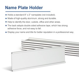 Lenink 6 Pack Name Plate Holder, Wall Mount Office Door Name Plate Holder for Meeting Room, Business Department, Warning Area 8” X 2” (Silver)