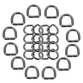MECCANIXITY 30Pcs 0.8 x 0.7 Inch Metal D Rings, Black Welded Rings Buckles, Solid Hardware Bags Rings for Purse, Sewing Keychains Belts, Dog Collars, Backpack