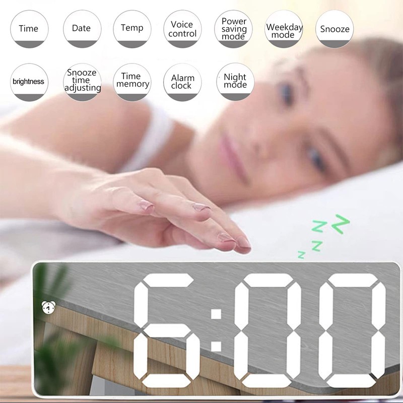 Chesoon Digital Mirrored LED Alarm Clock with Temperature Display Adjustable